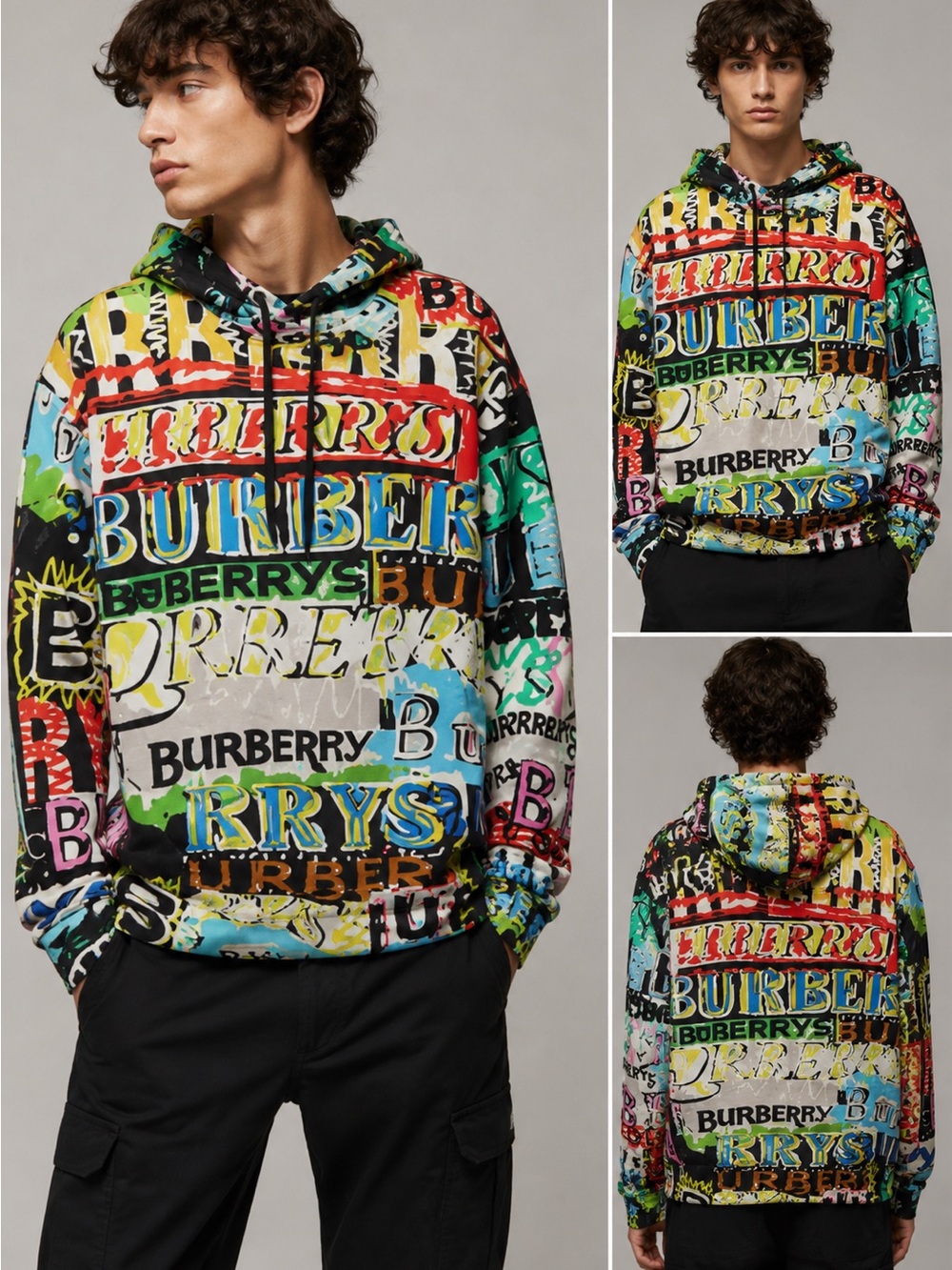 Burberry Multicolor Logo Print Hoodie, Size SP